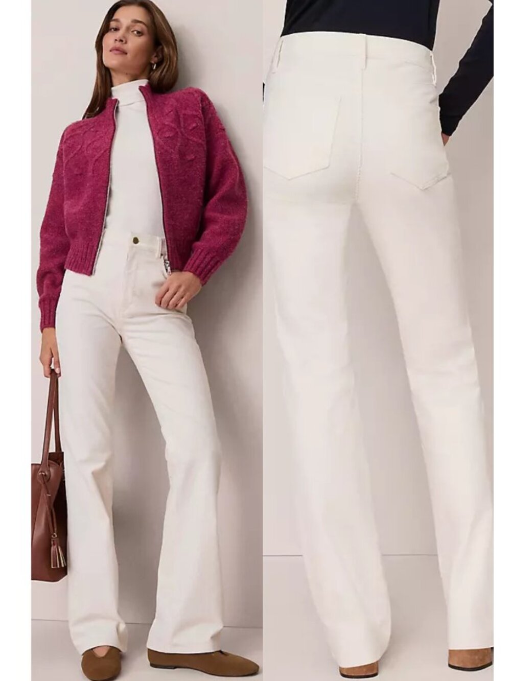 NWT ANN TAYLOR Weekend Collection Boot Corduroy Pant Winter White Size 4
